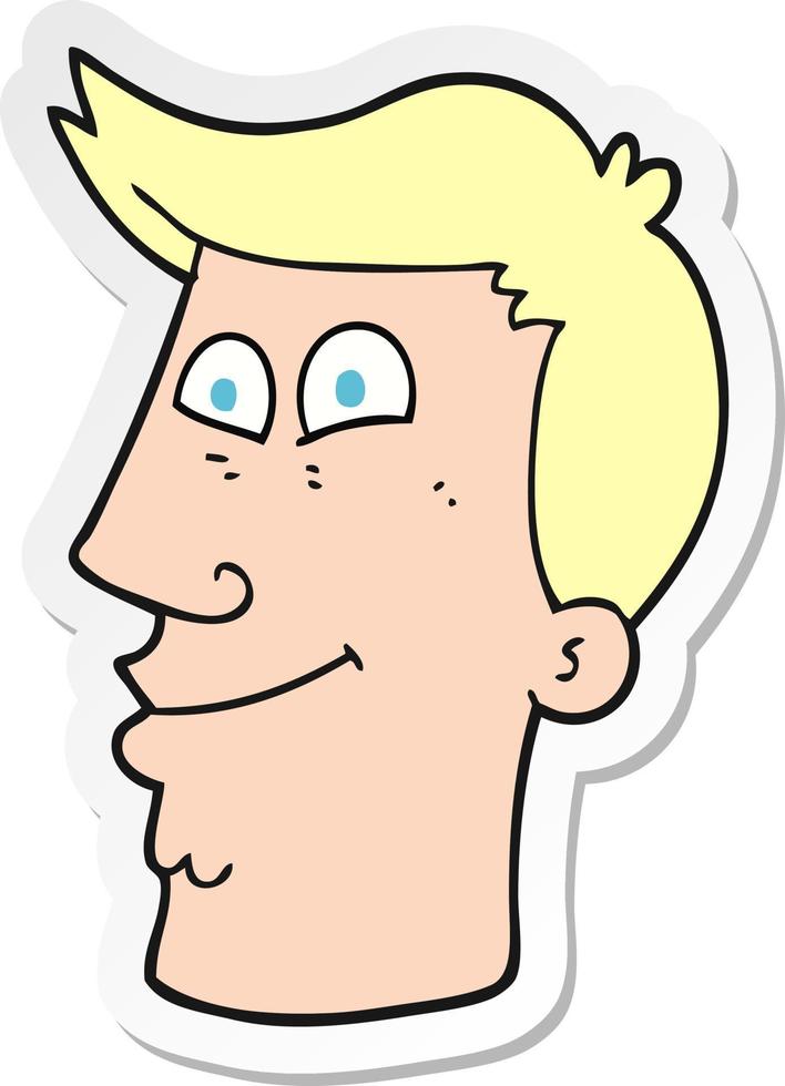adesivo de um rosto masculino de desenho animado vetor