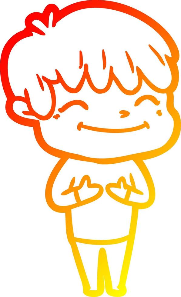 desenho de linha de gradiente quente desenho animado menino feliz vetor