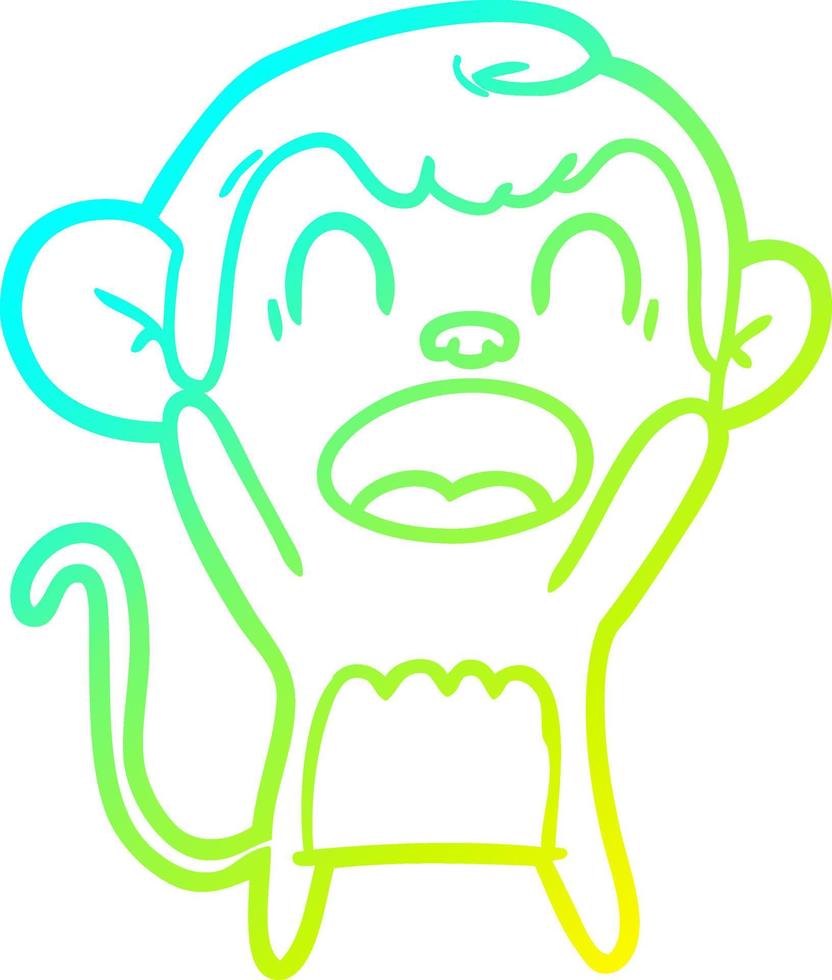 desenho de linha de gradiente frio gritando macaco de desenho animado vetor