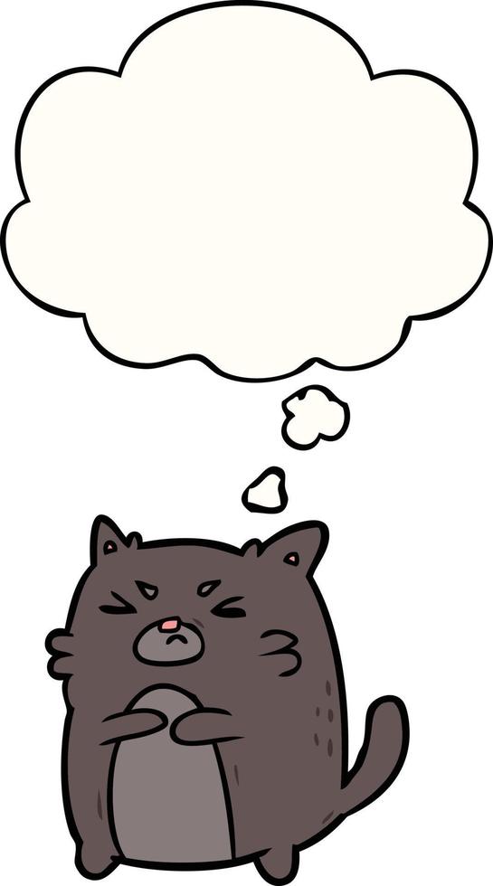 desenho animado gato bravo e balão de pensamento vetor