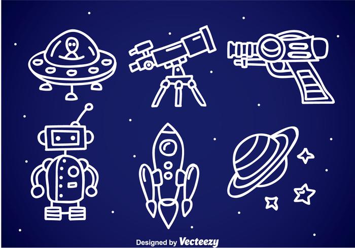 Ícones do Doodle da fantasia espacial vetor
