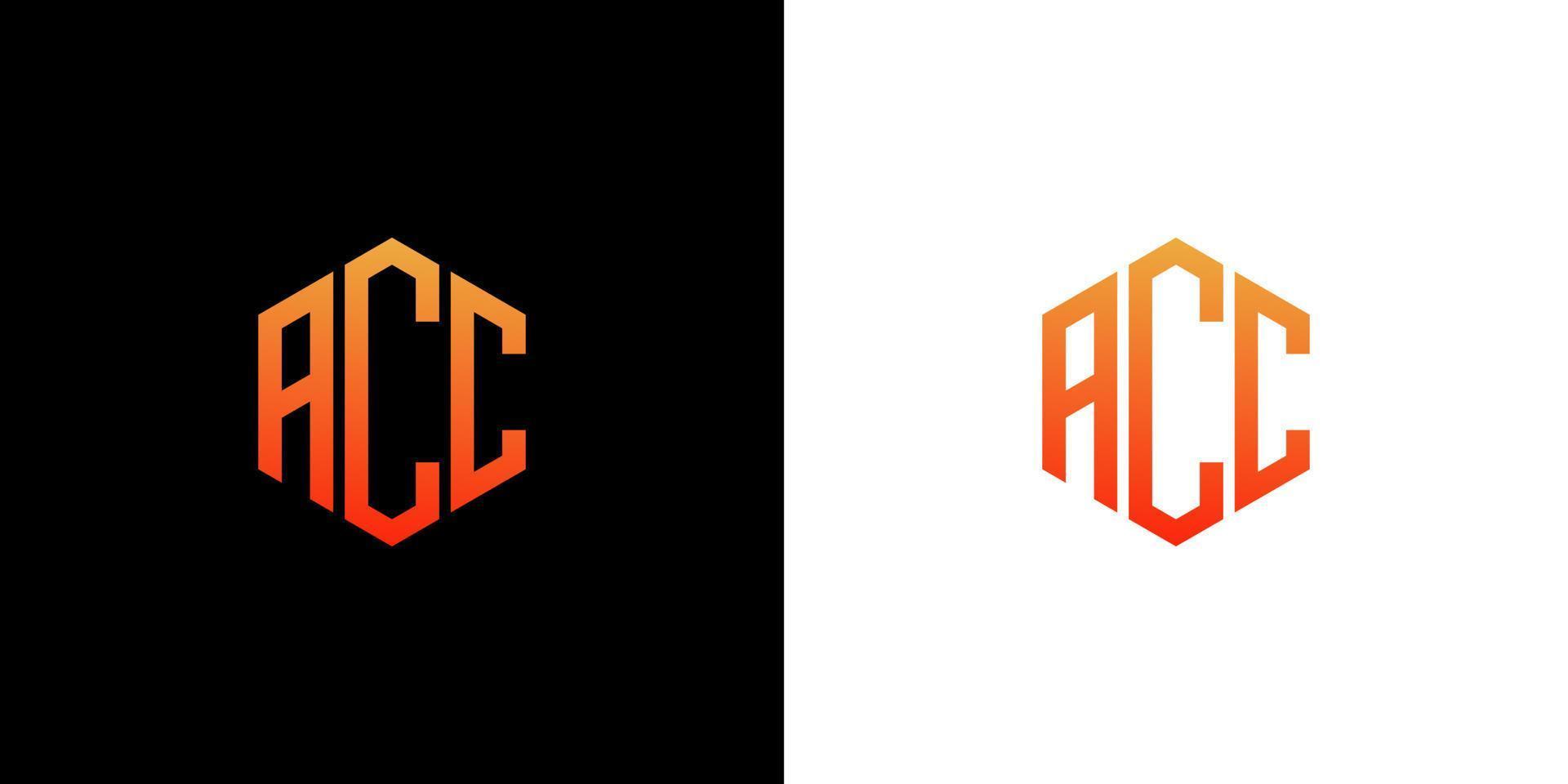 modelo de vetor de ícone de monograma de polígono de design de logotipo de carta acc