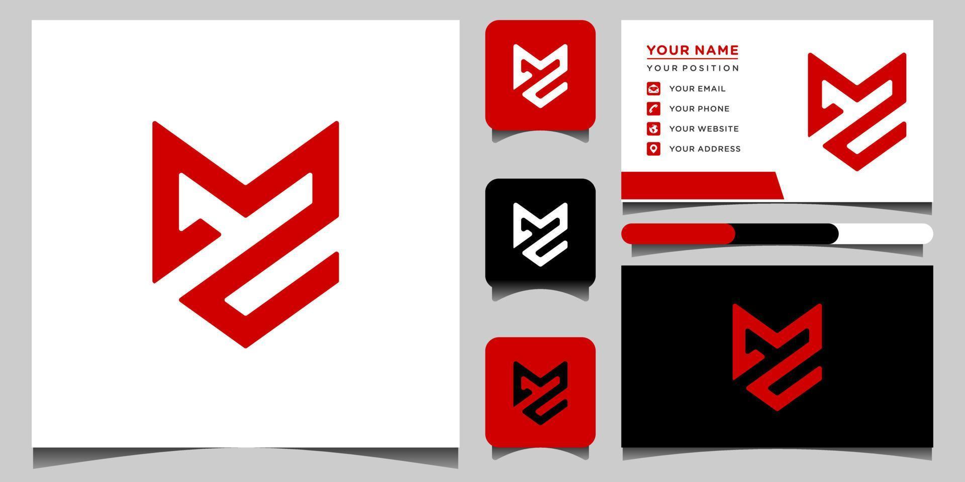 mz carta logotipo design z monograma ícone vector template. logotipo m2 e modelo de cartão de visita premium vector