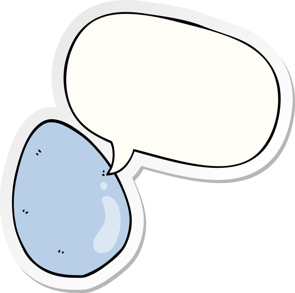 ovo de desenho animado e adesivo de bolha de fala vetor