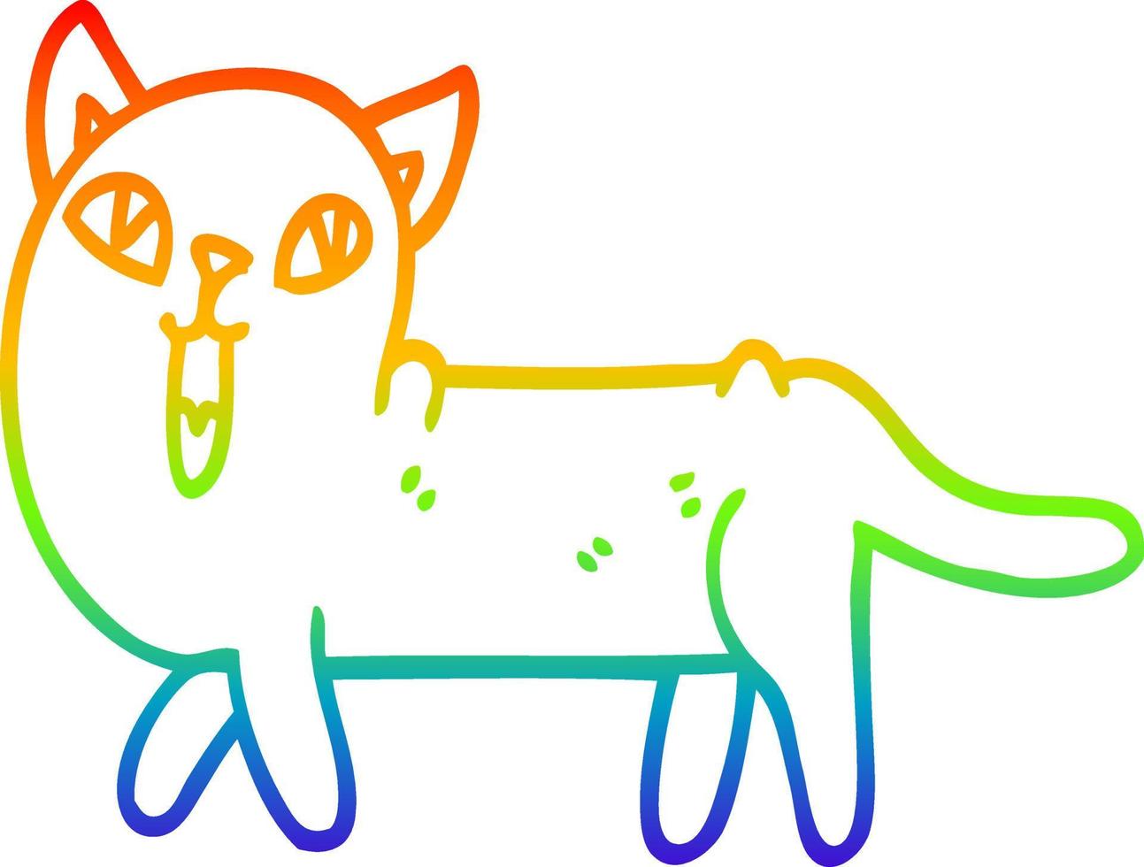 desenho de linha de gradiente de arco-íris desenho animado gato engraçado vetor