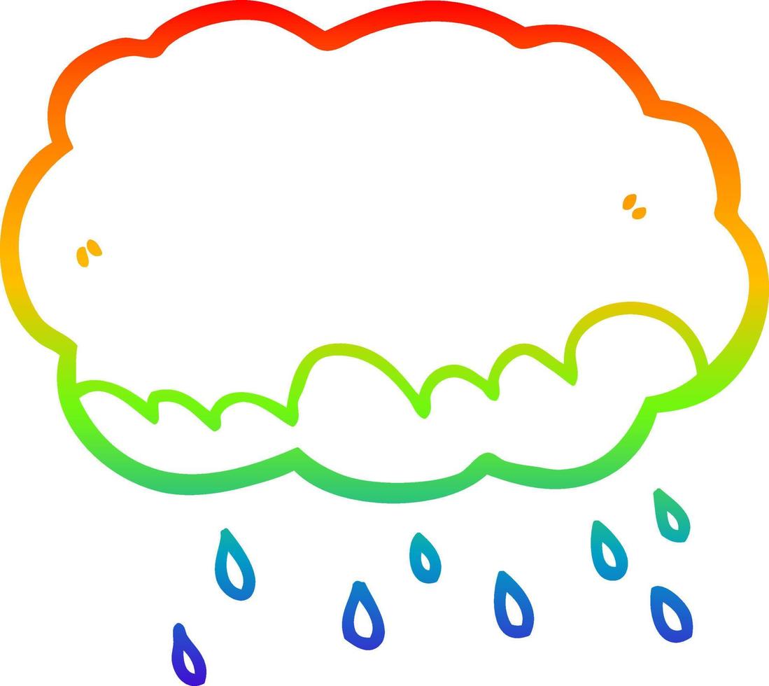 desenho de linha de gradiente de arco-íris nuvem de chuva de desenho animado vetor