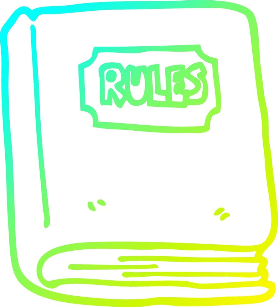 livro de regras dos desenhos animados de desenho de linha de gradiente frio vetor