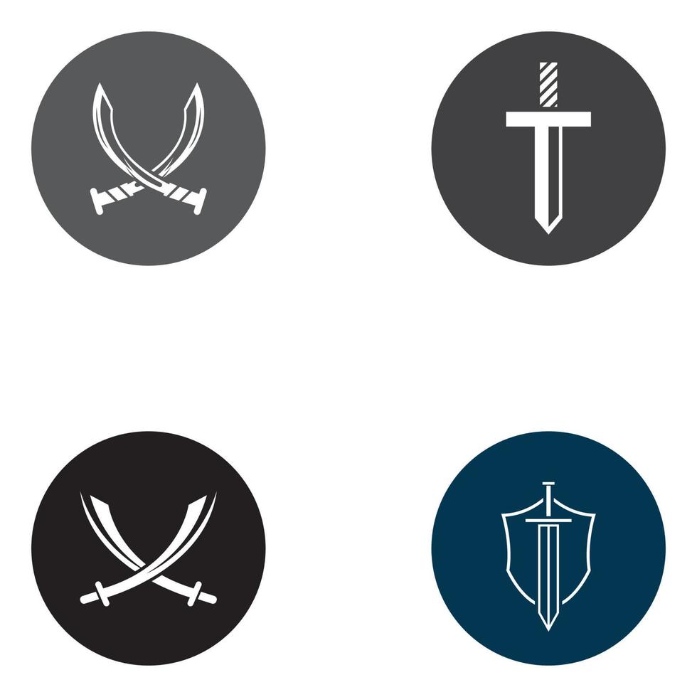 espada, escudo e logotipo da espada do rei. modelo de ilustração vetorial de design de logotipo. vetor