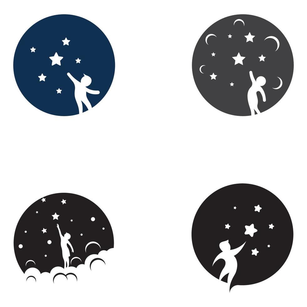 um logotipo para alcançar as estrelas ou um logotipo para alcançar um sonho ou objetivo. logotipo usando o modelo de ilustração vetorial de design de conceito. vetor