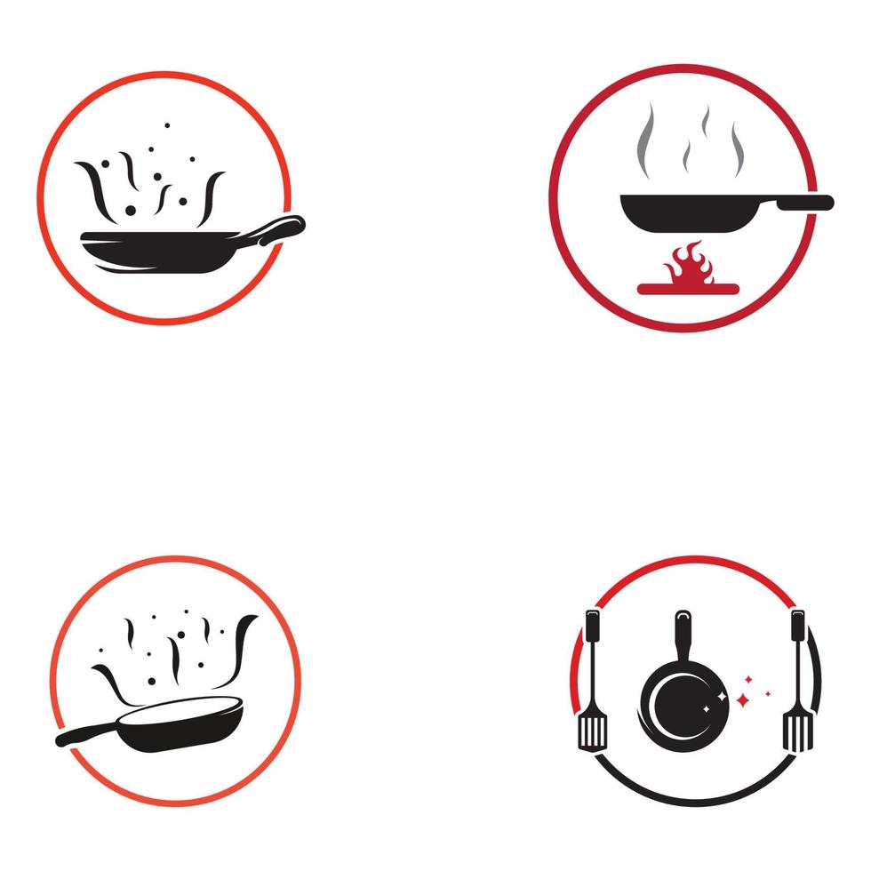 logotipos para utensílios de cozinha, panelas, espátulas e colheres de cozinha. usando um conceito de design de modelo de ilustração vetorial. vetor