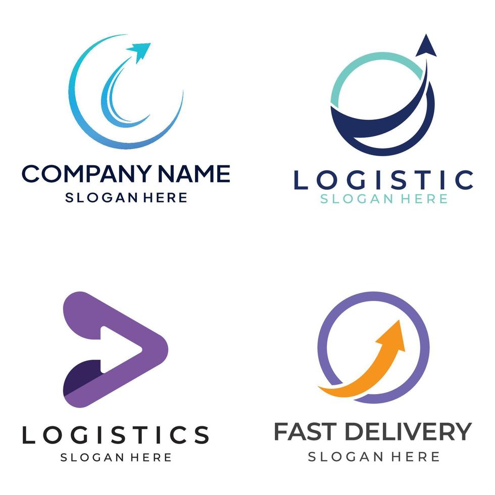 logotipo de vetor da empresa de logística, logotipo do ícone de seta, logotipo de entrega digital rápida. usando edição de vetor de logotipo simples e fácil.