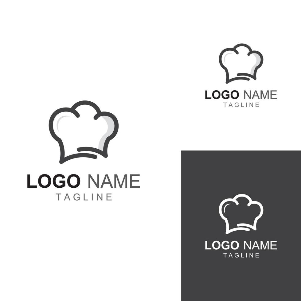 logotipo de chapéu de chef para restaurante, café e entrega de comida online. logotipo com modelo de design de ilustração vetorial. vetor