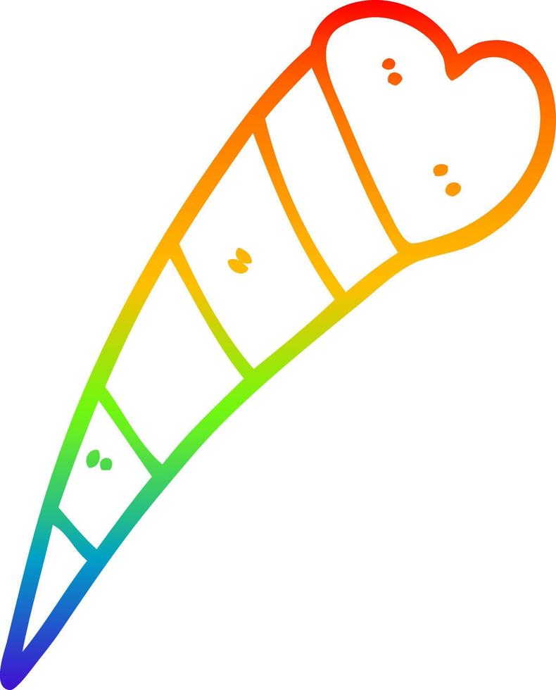 desenho de linha de gradiente de arco-íris desenho animado tiro elemento decorativo de coração vetor