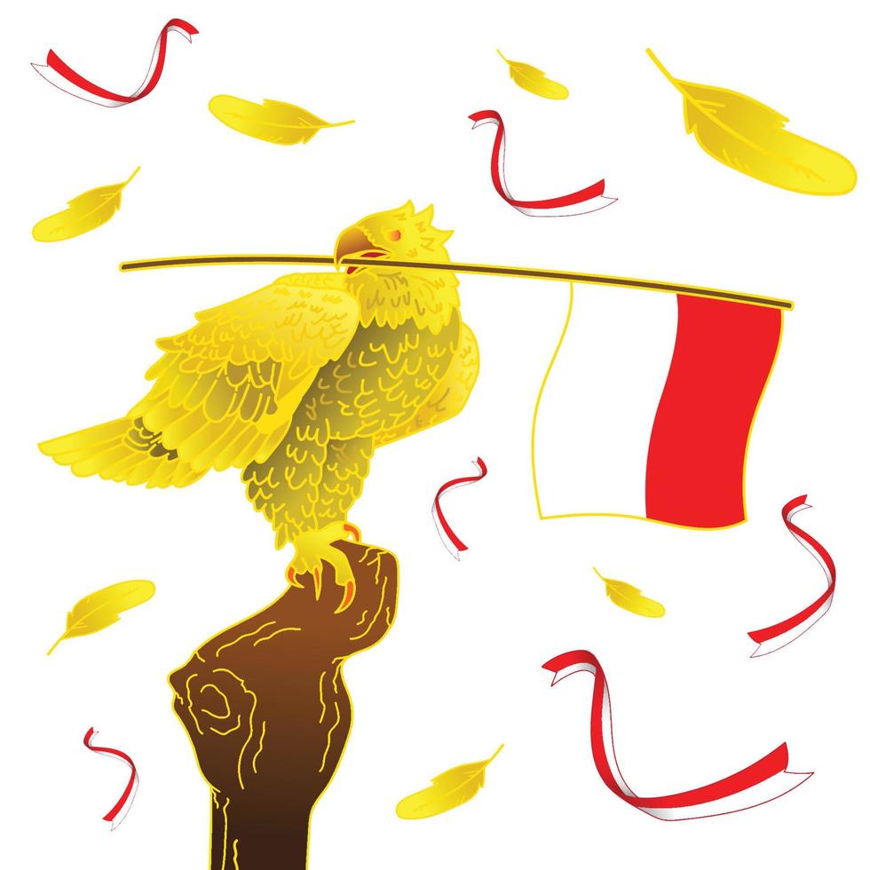 garuda dourado comemora o dia da independência da indonésia vetor