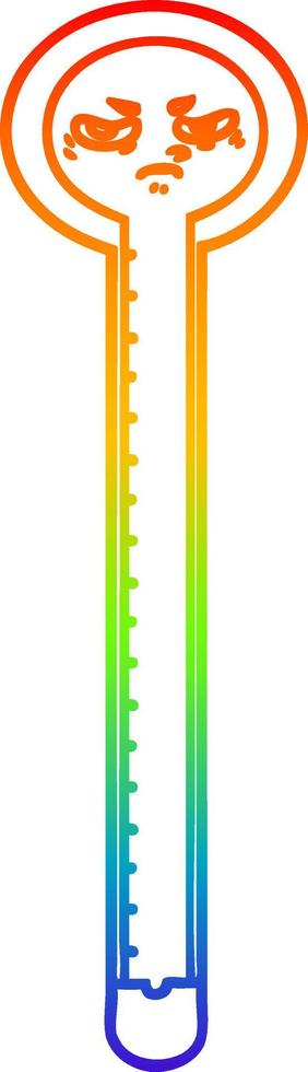 termômetro de desenho de desenho de linha de gradiente de arco-íris vetor