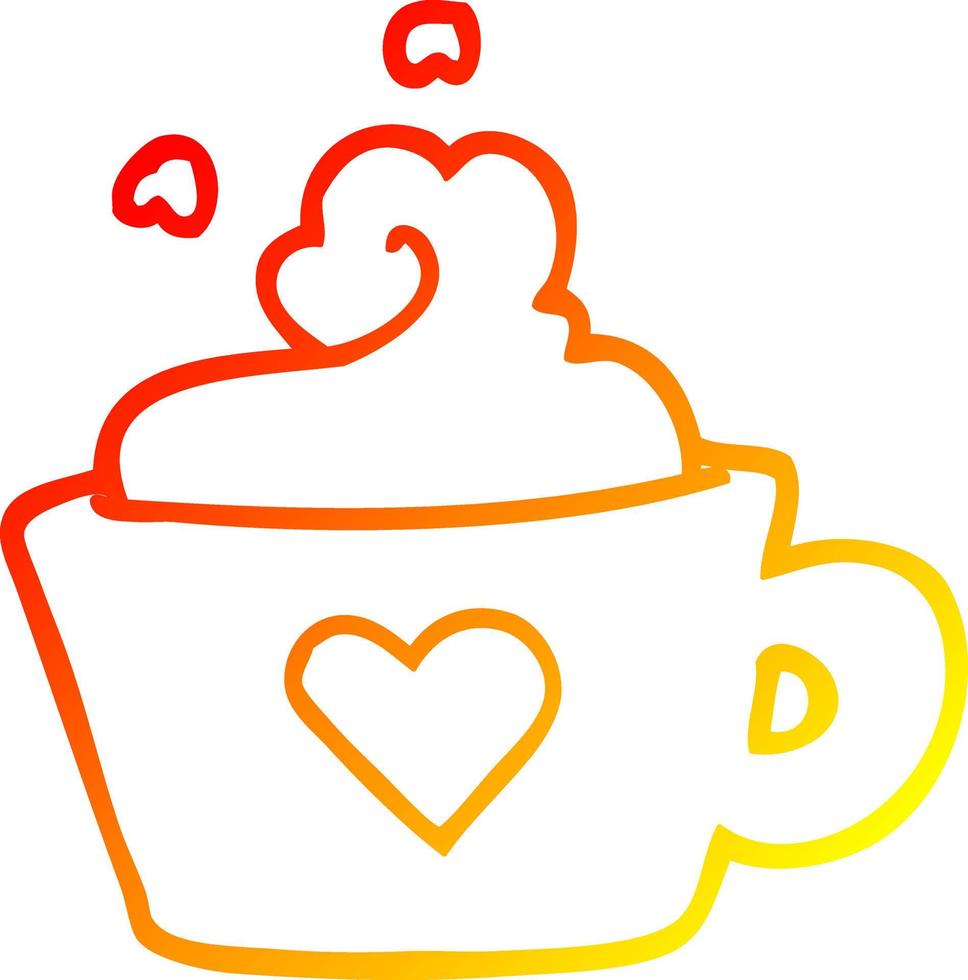 xícara de café de desenho de desenho de linha de gradiente quente vetor