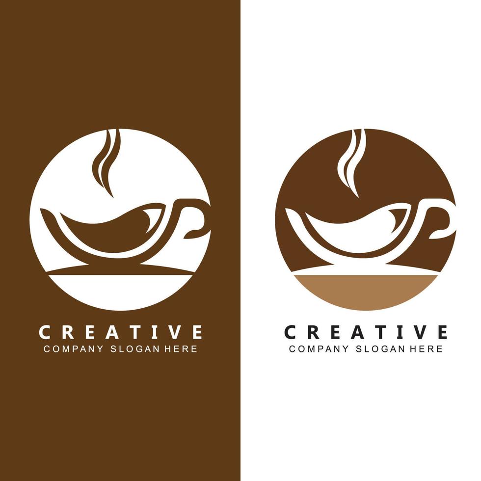 design de ícone de vetor de modelo de logotipo de xícara de café e feijão