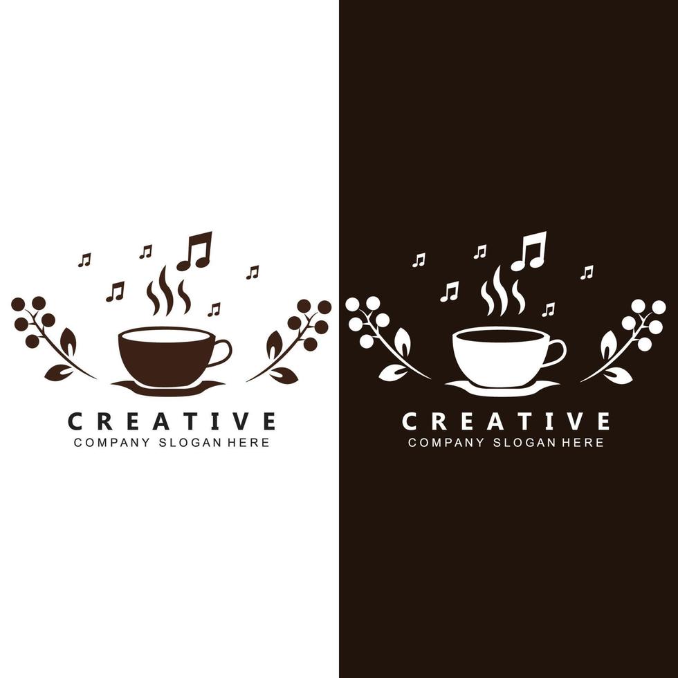 design de ícone de vetor de modelo de logotipo de xícara de café e feijão