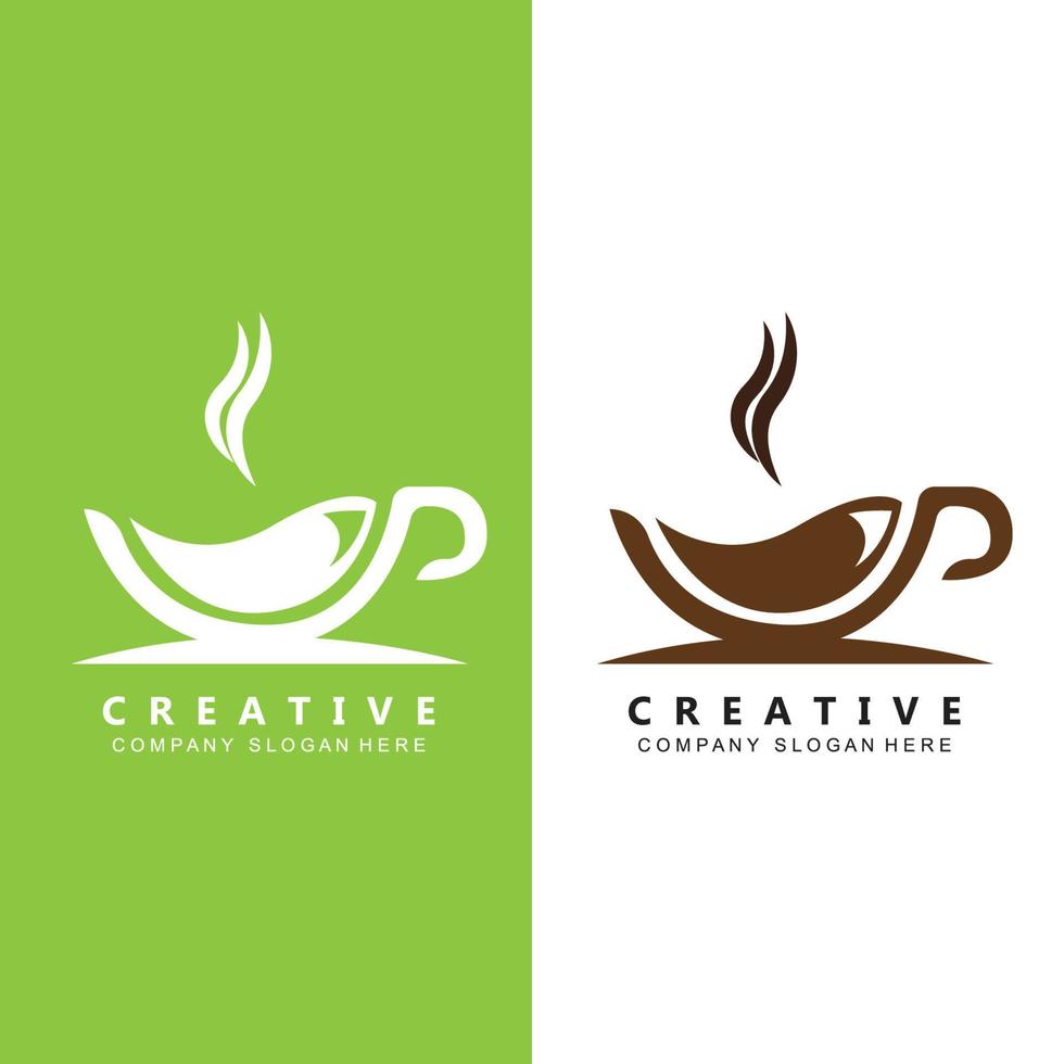 design de ícone de vetor de modelo de logotipo de xícara de café e feijão