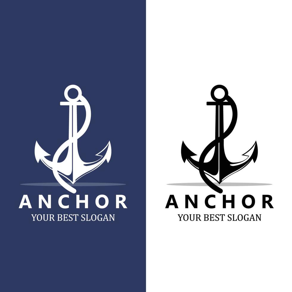 vetor de ícone de logotipo de âncora de navio, porta, ilustração de design retrô