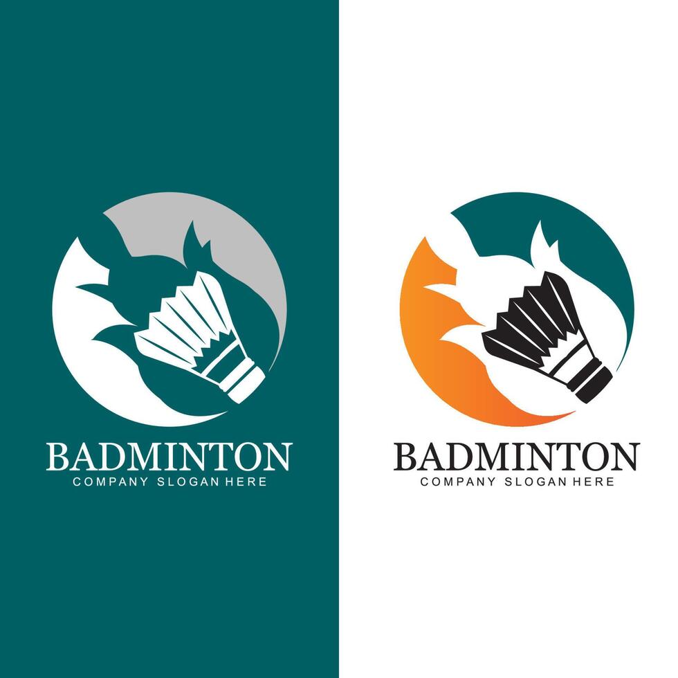 vetor de ícone de logotipo de badminton, jogador de esportes, usando raquete, conceito retrô premium