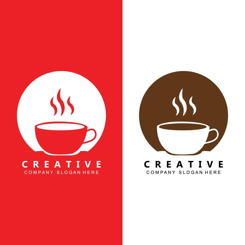 design de ícone de vetor de modelo de logotipo de xícara de café e feijão
