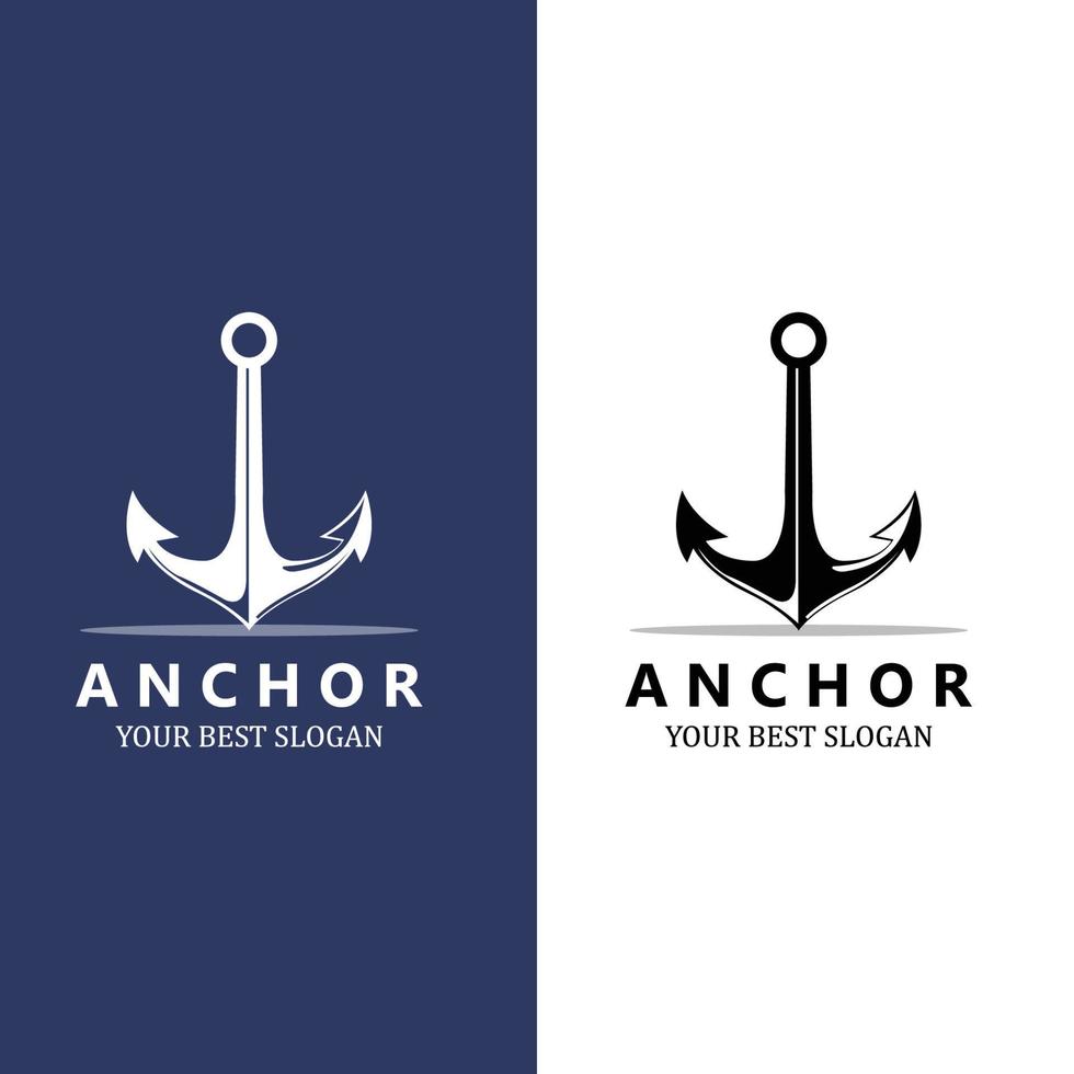 vetor de ícone de logotipo de âncora de navio, porta, ilustração de design retrô