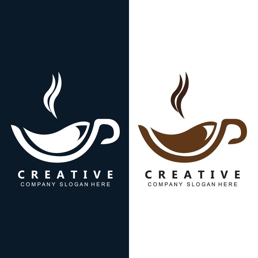 design de ícone de vetor de modelo de logotipo de xícara de café e feijão