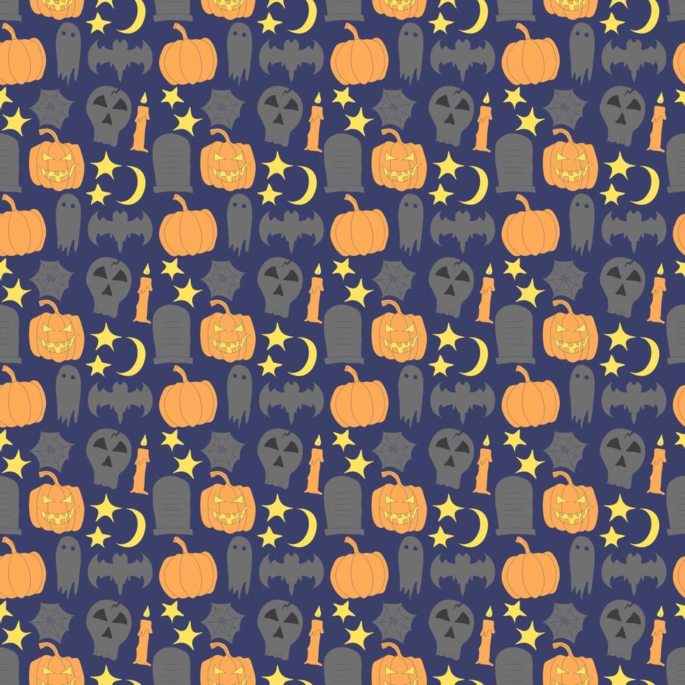 padrão de halloween sem costura. doodle vector fundo de halloween