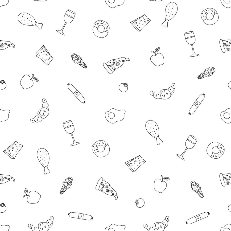 padrão de comida perfeita. fundo de comida doodle. ilustração de comida vetor