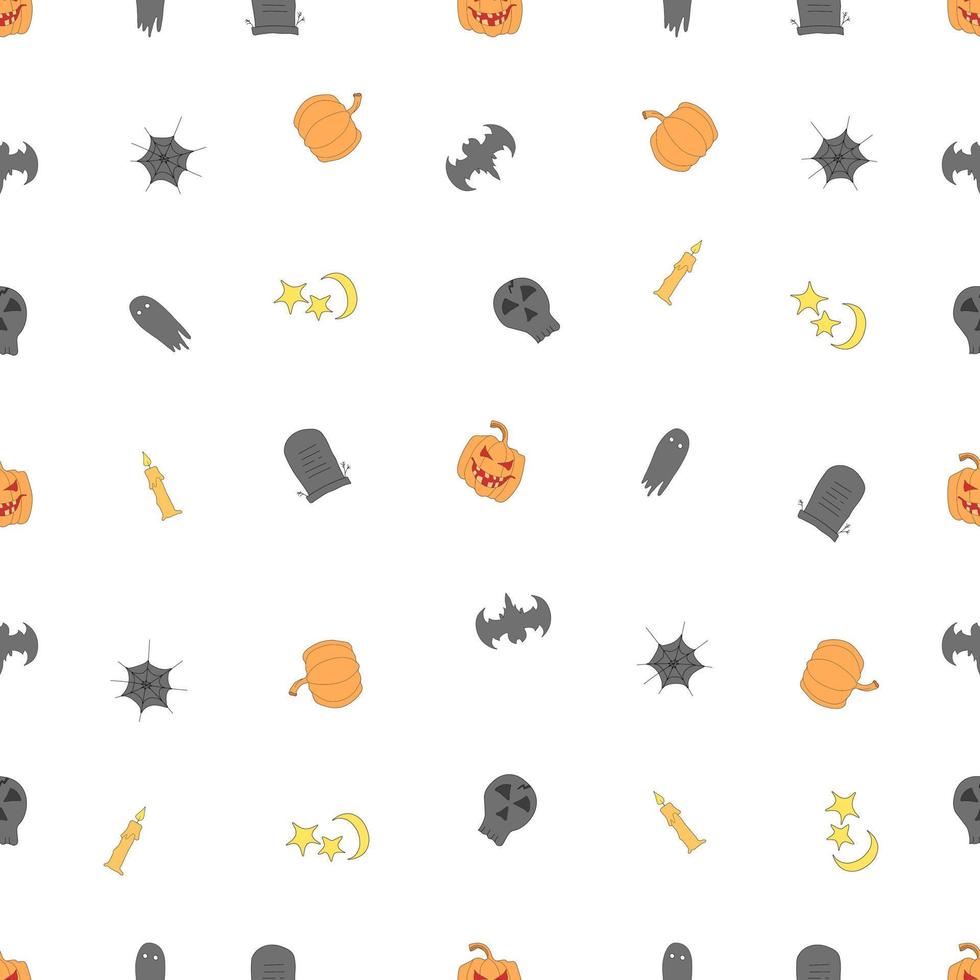 padrão de halloween sem costura. doodle vector fundo de halloween