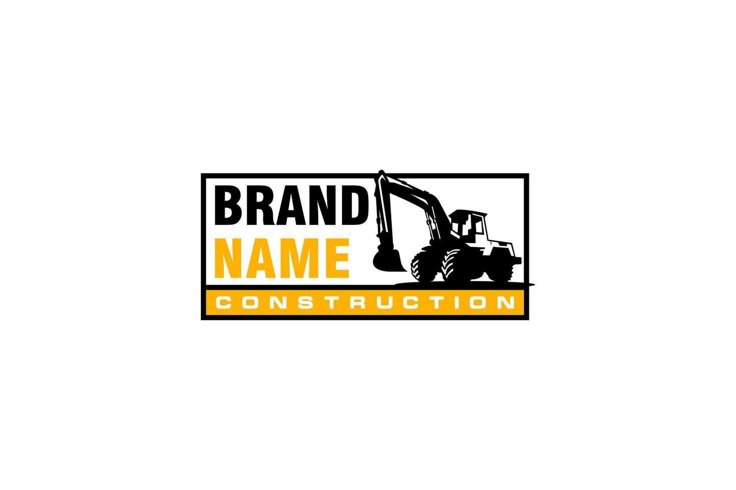 vetor de modelo de logotipo de escavadeira. vetor de logotipo de equipamento pesado para empresa de construção. ilustração de escavadeira criativa para modelo de logotipo.
