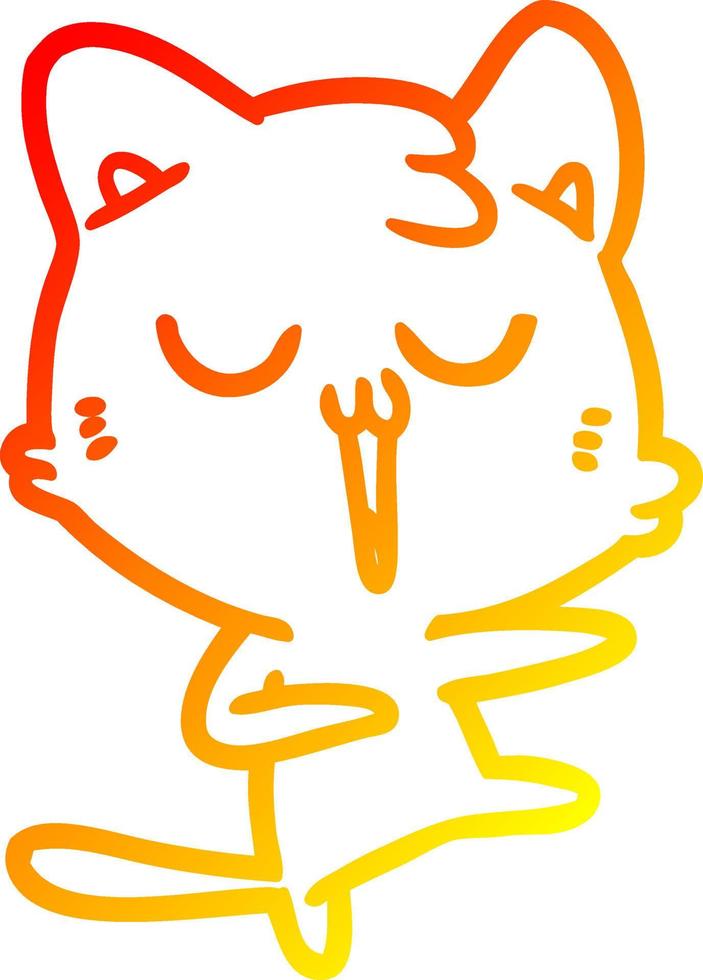 desenho de linha de gradiente quente desenho de gato cantando vetor