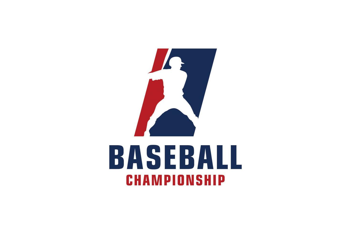 letra i com design de logotipo de beisebol. elementos de modelo de design vetorial para equipe esportiva ou identidade corporativa. vetor