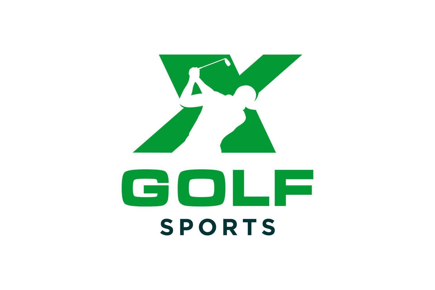 alfabeto letra ícone logotipo x para modelo de vetor de design de logotipo de golfe, rótulo vetorial de golfe, logotipo do campeonato de golfe, ilustração, ícone criativo, conceito de design