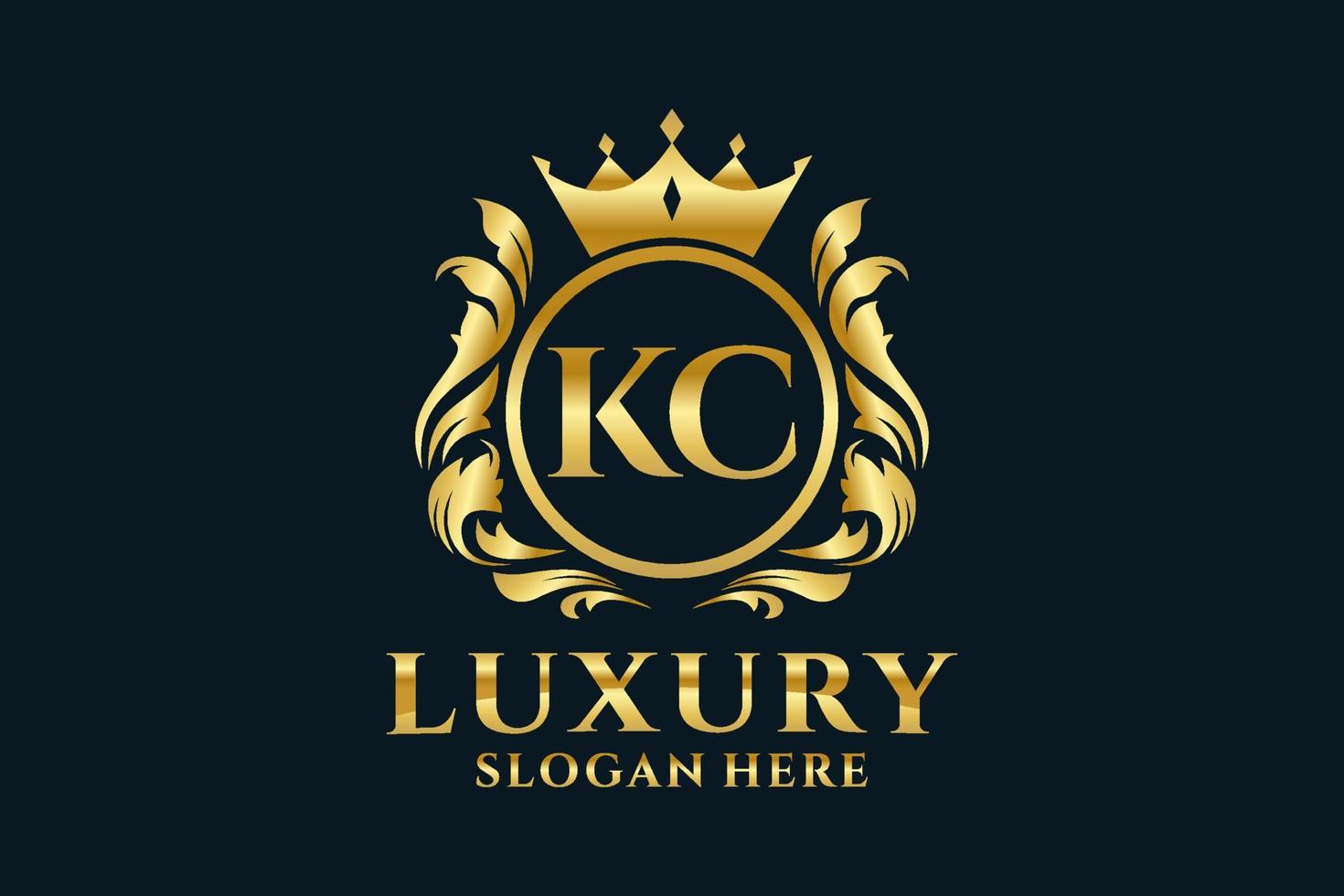 modelo de logotipo de luxo real de letra kc inicial em arte vetorial para projetos de marca luxuosos e outras ilustrações vetoriais. vetor