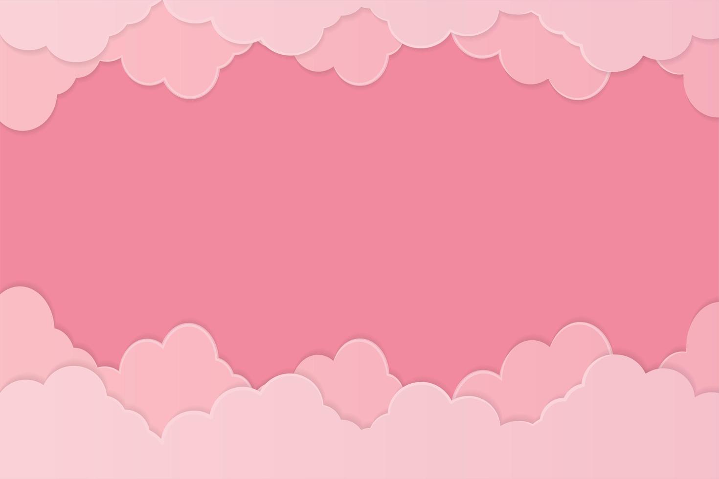 fundo de nuvem de estilo de papel rosa vetor