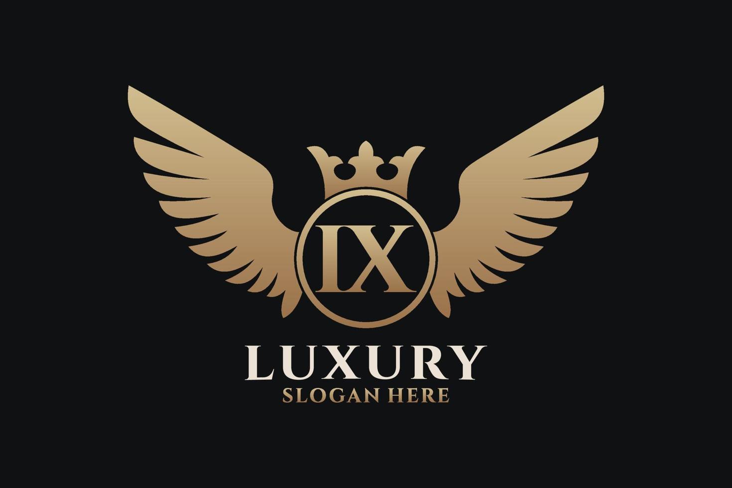 luxo royal wing letter ix crest gold color logo vector, logotipo da vitória, logotipo da crista, logotipo da asa, modelo de logotipo vetorial. vetor