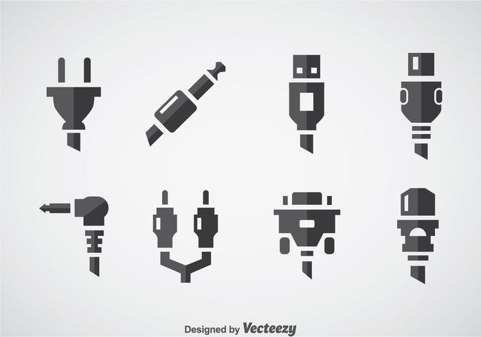 Vetor de ícones de computador de fio de cabo