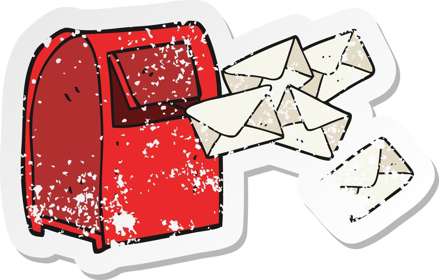 adesivo retrô angustiado de uma caixa de correio de desenho animado vetor