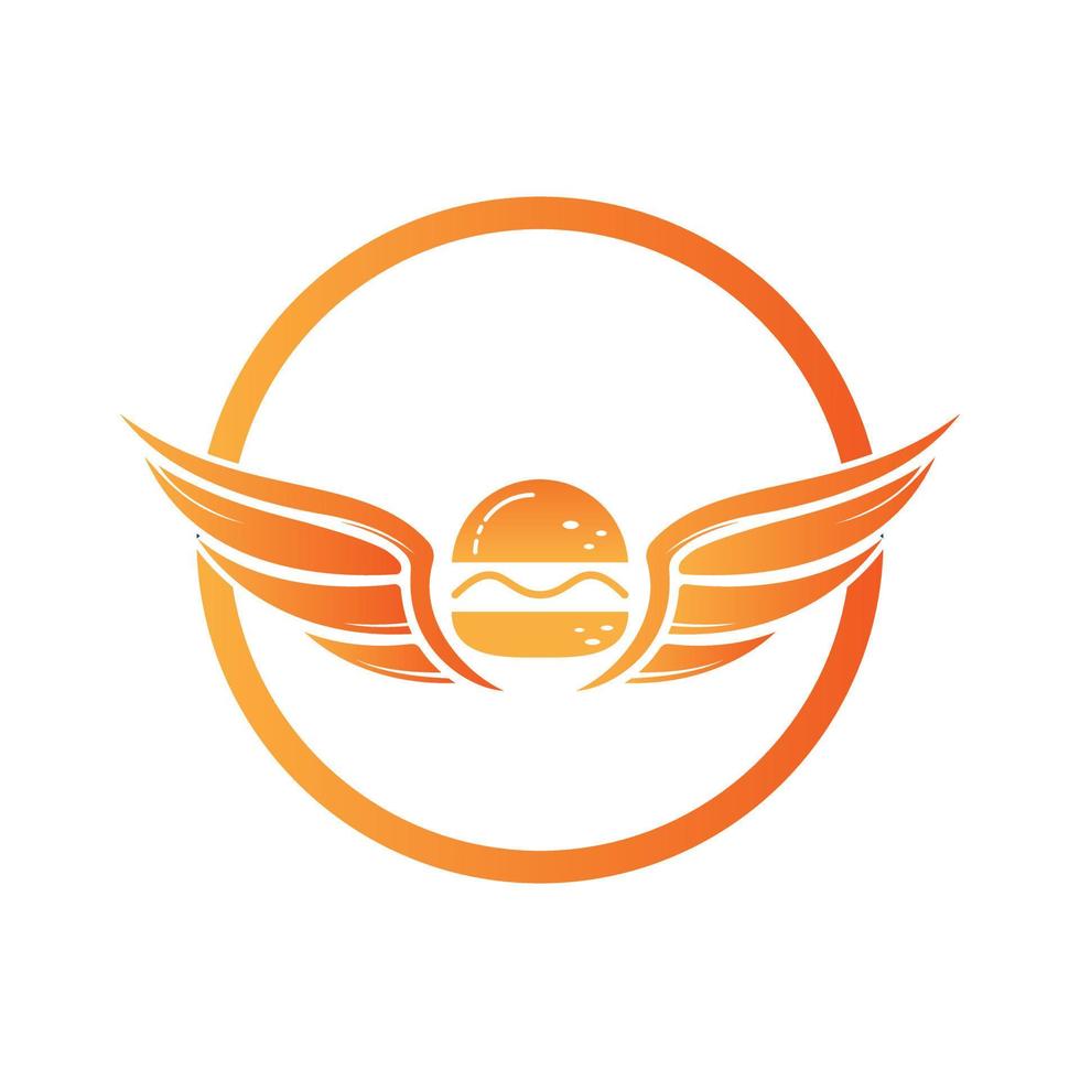 logotipo de hambúrguer de anjo com design de logotipo de asas. vetor