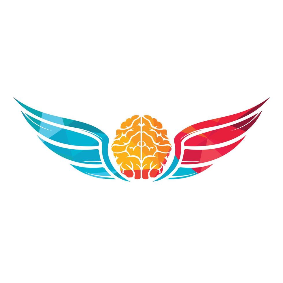 cérebro voador com modelo de design de logotipo de vetor de asas.
