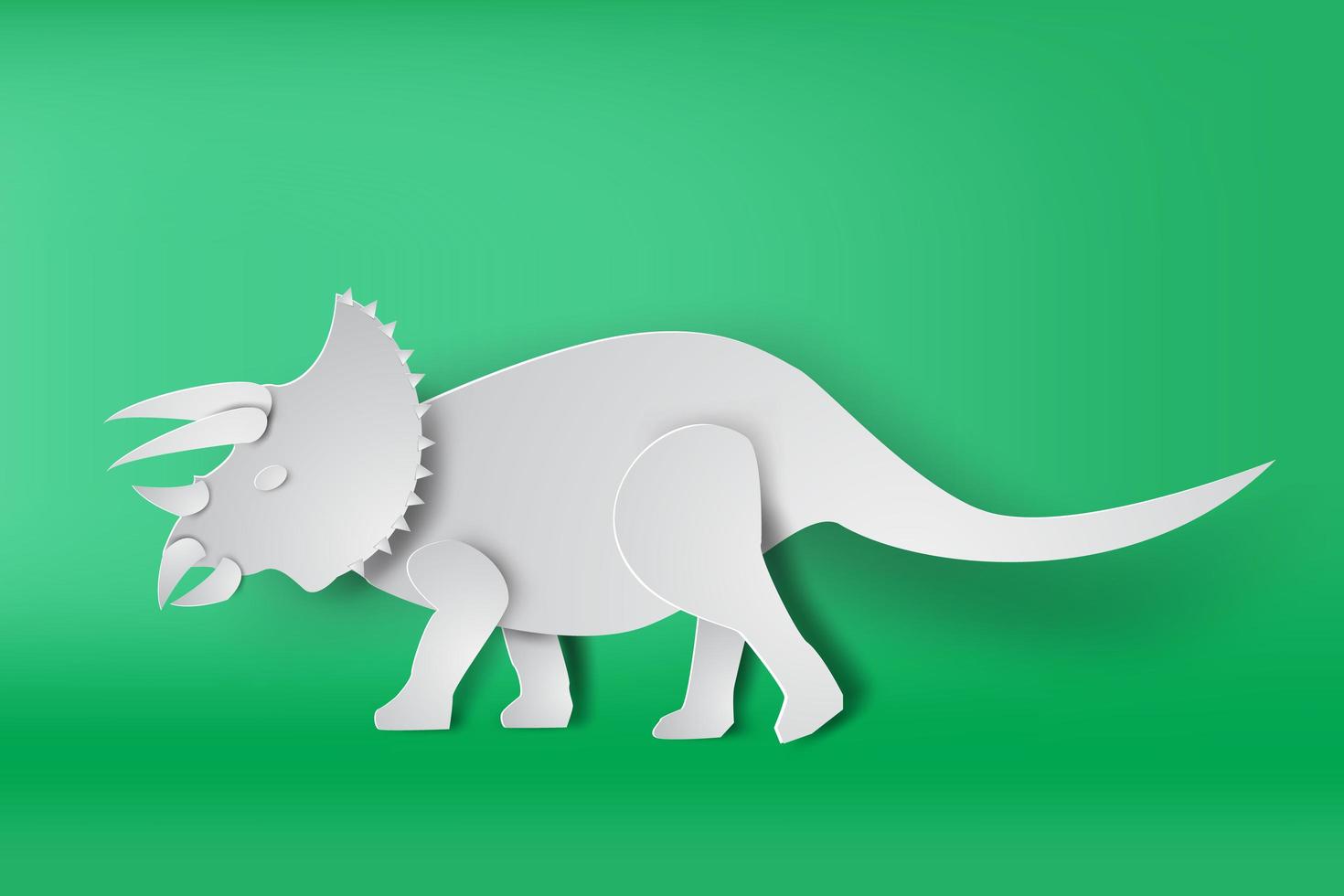 arte de papel triceratops dinossauro vetor