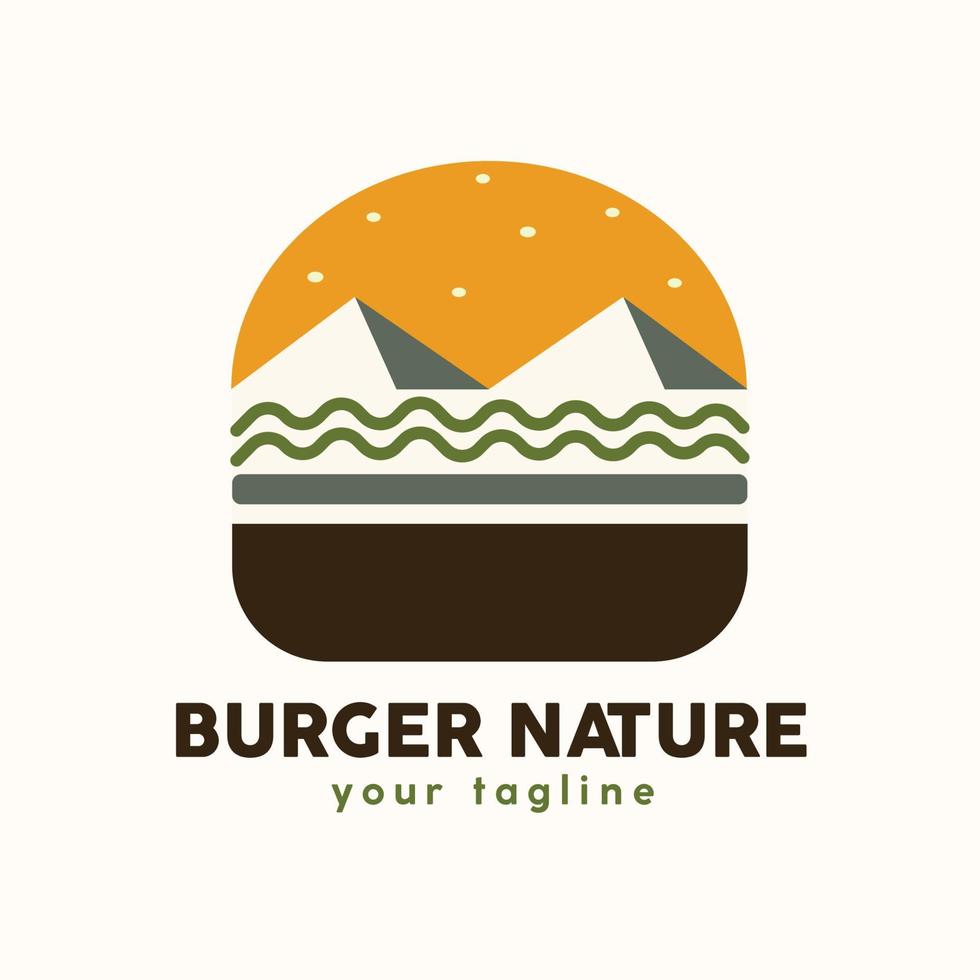 modelo de logotipo criativo hambúrguer natureza vetor