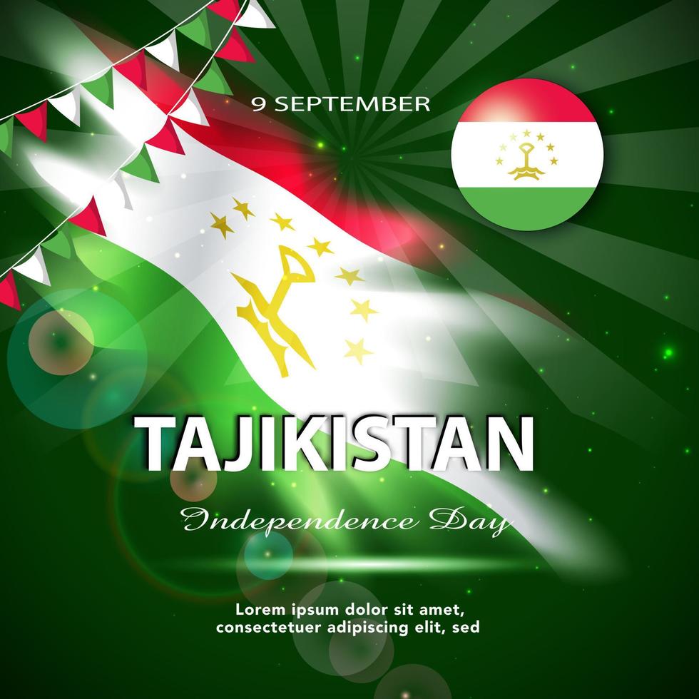 9 de setembro do dia da independência do tajiquistão. design de modelo de banner e pôster. vetor