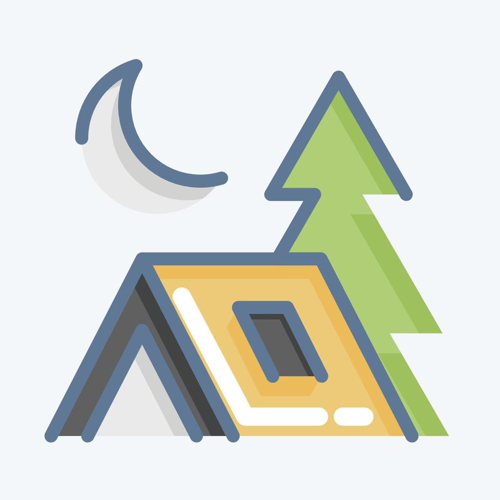 acampamento de ícone. adequado para o símbolo de verão. estilo doodle. design simples editável. vetor de modelo de design. ilustração simples