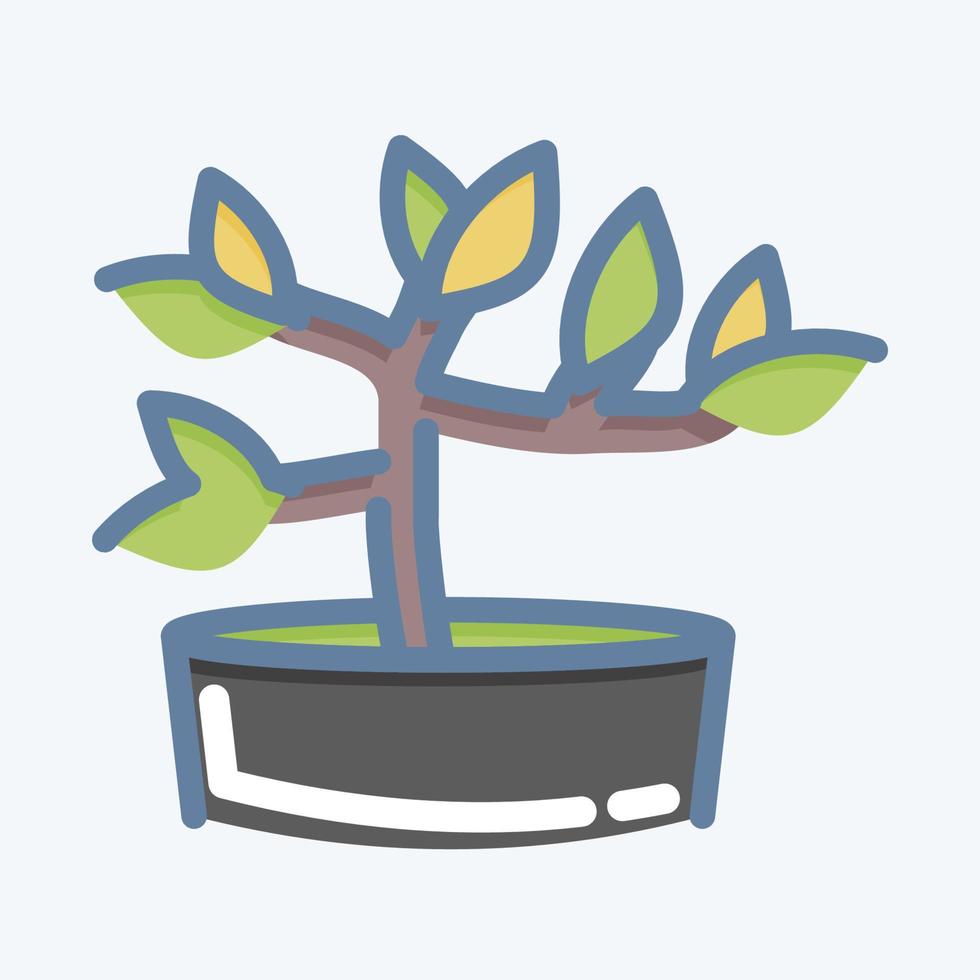 ícone bonsai. adequado para símbolo de jardim. estilo doodle. design simples editável. vetor de modelo de design. ilustração simples