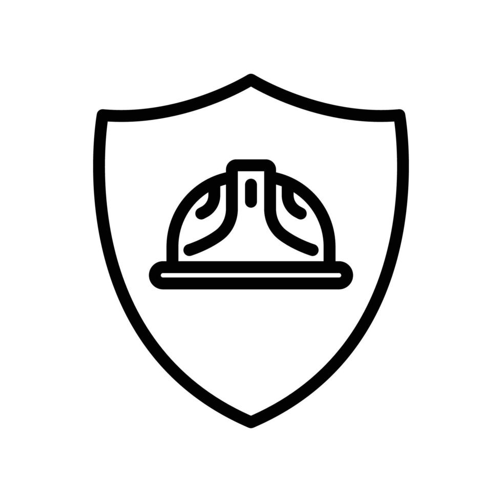 ícone de capacete de capataz com escudo. ícone relacionado à construção, segurança no emprego, dia do trabalho. estilo de ícone de linha. design simples editável vetor