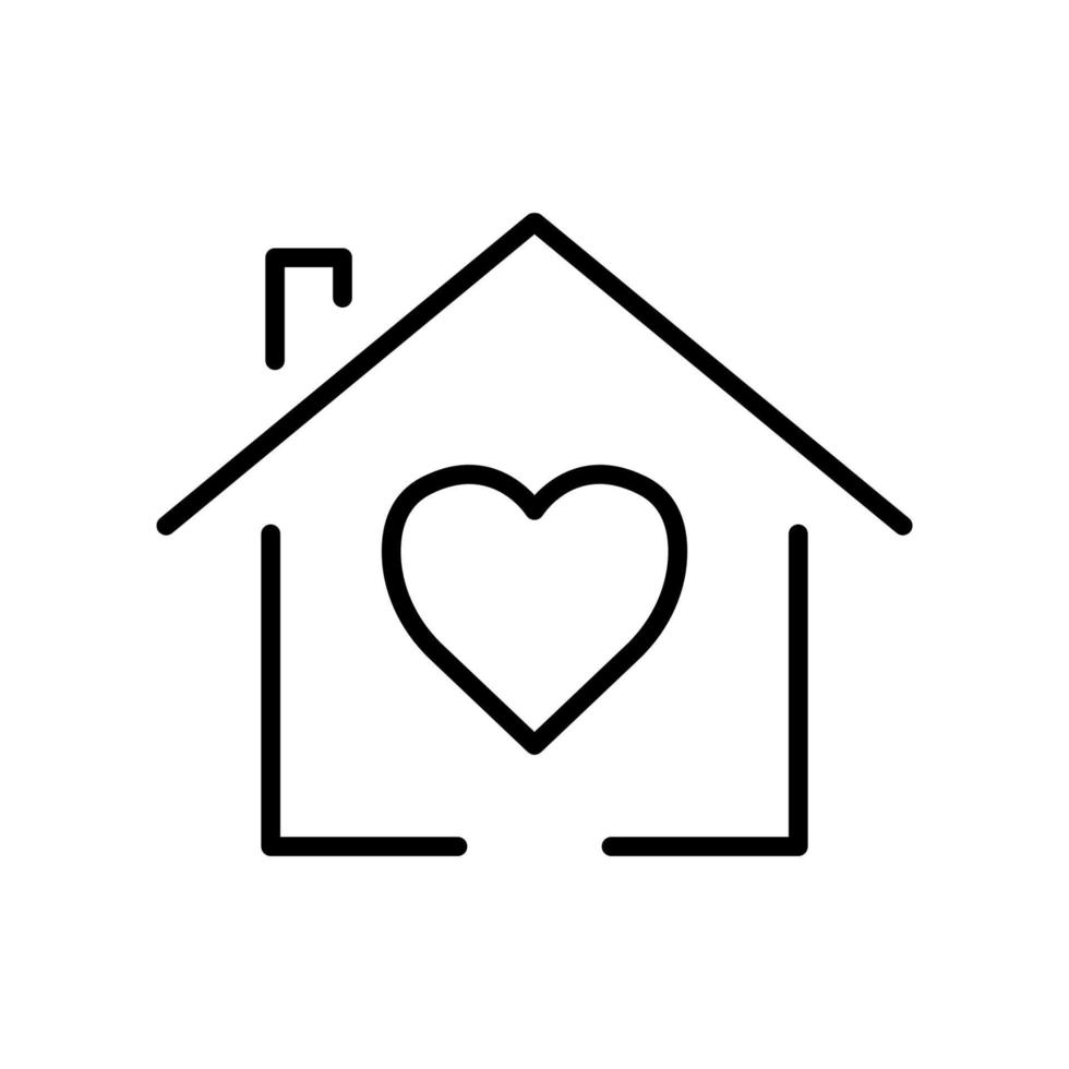 ícone de casa com coração. ícone relacionado à caridade, carinho, amor. estilo de ícone de linha. design simples editável vetor