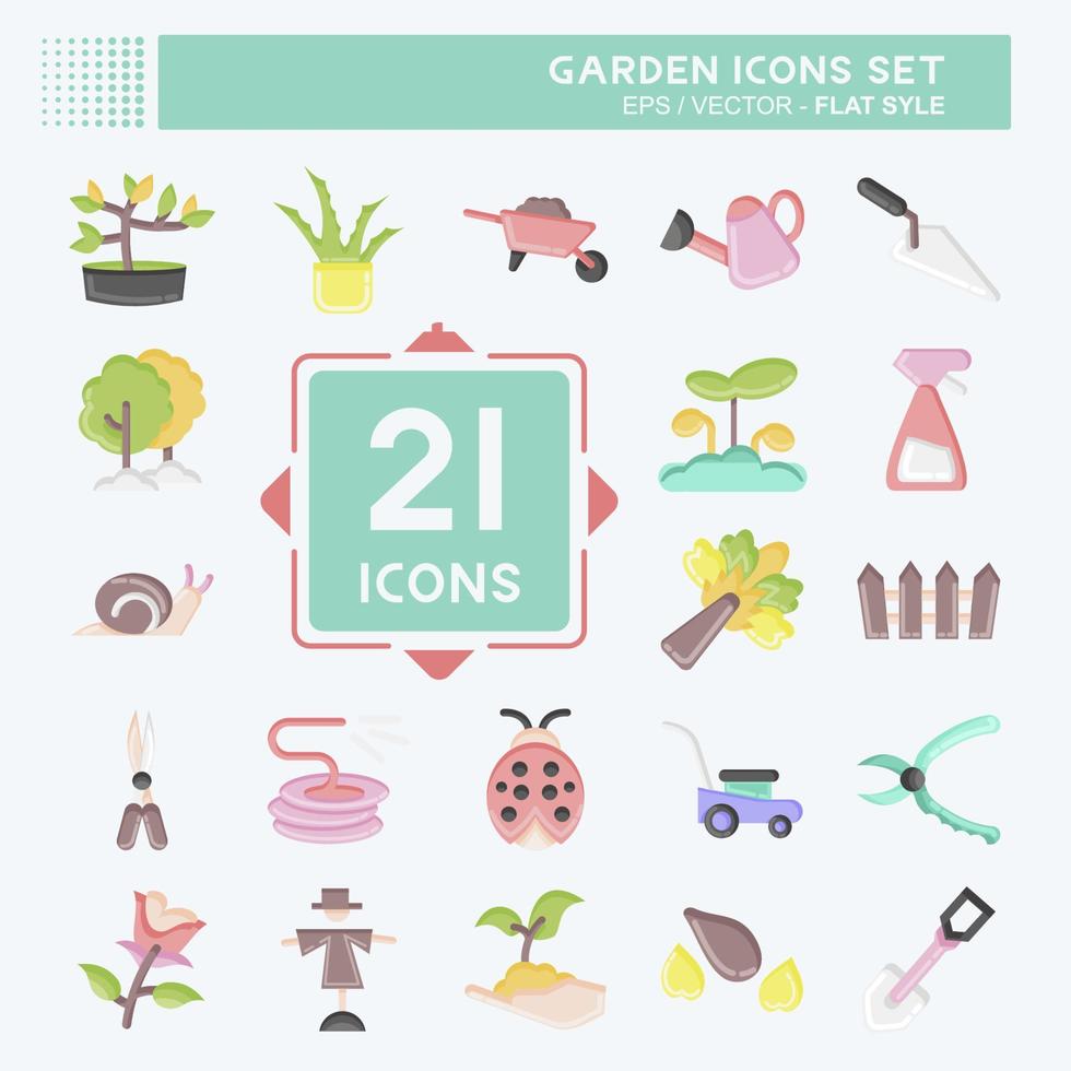 jardim conjunto de ícones. adequado para símbolo de jardim. estilo plano. design simples editável. vetor de modelo de design. ilustração simples